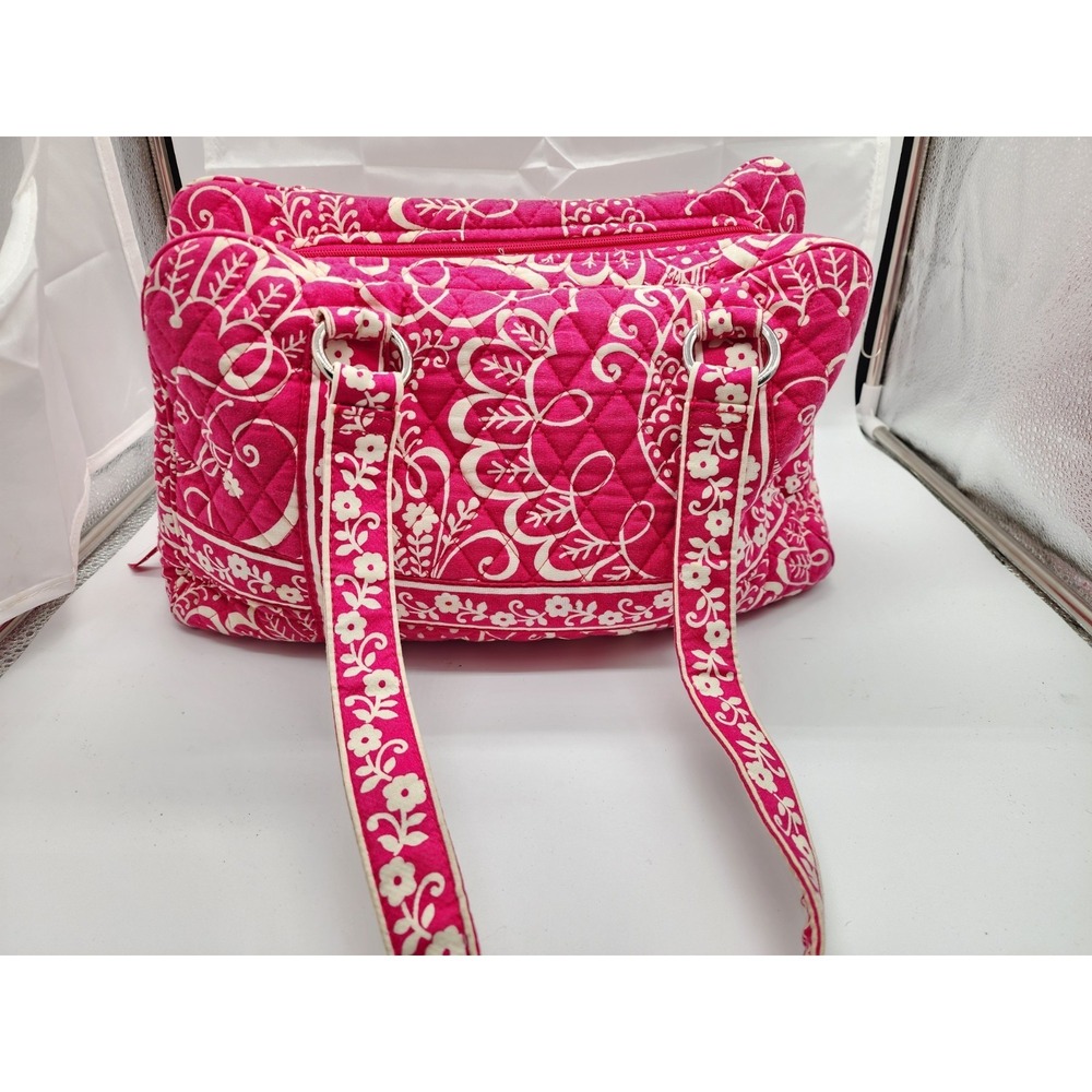 Retired Vera Bradley Twirly Birds Pink Shoulder Handbag - Picture 3 of 10
